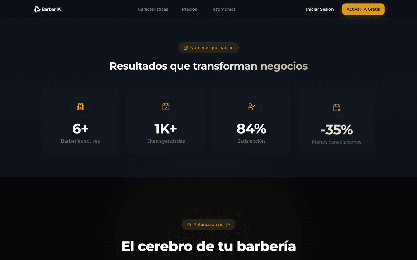 BarberIA — planes y secciones del sitio